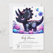 おもしろいの恐竜の赤ちゃんシャワー 招待状 (正面)