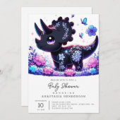 おもしろいの恐竜の赤ちゃんシャワー 招待状 (正面/裏面)