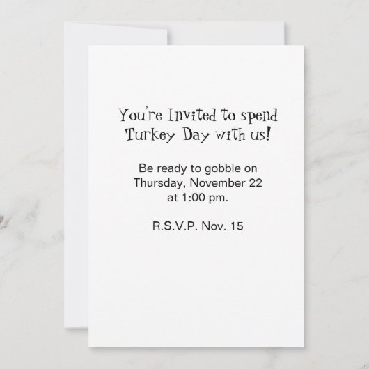 おもしろいの感謝祭のトルコ日の夕食の招待状 招待状 (裏面)