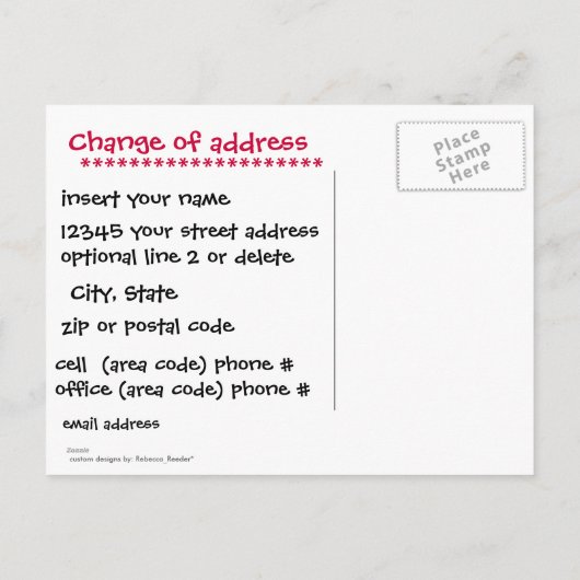 おもしろいの新しい住所の通知 案内ポストカード (裏面)