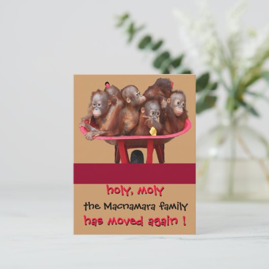 おもしろいの新しい住所の通知 案内ポストカード (スタンド正面)