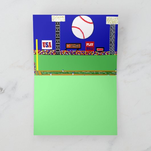 おもしろいの新しい野球のハッピーバースデーのカードか招待状 サンキューカード (内部)