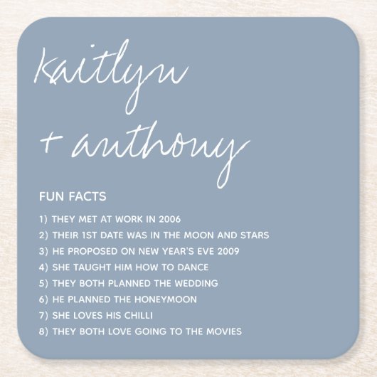 おもしろいの新婚に関すモダンる事実 スクエアペーパーコースター (正面)