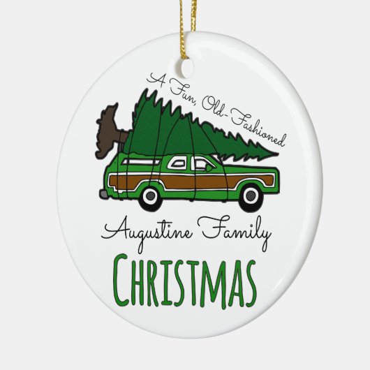 おもしろいの旧式のクリスマスの休暇 セラミックオーナメント (左)