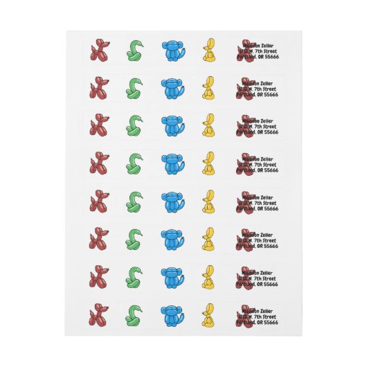 おもしろいの明るい気球動物は子供へを設計します ラップアラウンドラベル (シート)