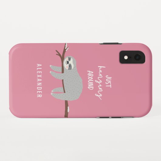 おもしろいの明るい漫画の怠惰のまわりでちょうどつるします Case-Mate iPhoneケース (裏面(横))