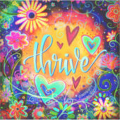 おもしろいの明るい繁栄のフローラかわいらしインスピレーション シール (正面)