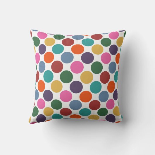 おもしろいの明るい色の大きな水玉模様パターン クッション (裏面)