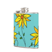 おもしろいの明るい黄色の花ドードルアート フラスク (左)