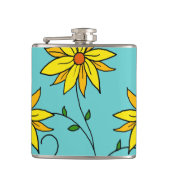 おもしろいの明るい黄色の花ドードルアート フラスク (正面)