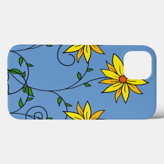 おもしろいの明るい黄色の花ドードルアート Case-Mate iPhoneケース (裏面 (横))