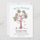 おもしろいの木の中のハート鳥の新しいアドレスA 案内状 (正面)