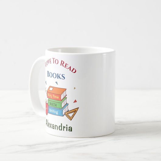 おもしろいの本が大好き読だ コーヒーマグカップ (正面左)