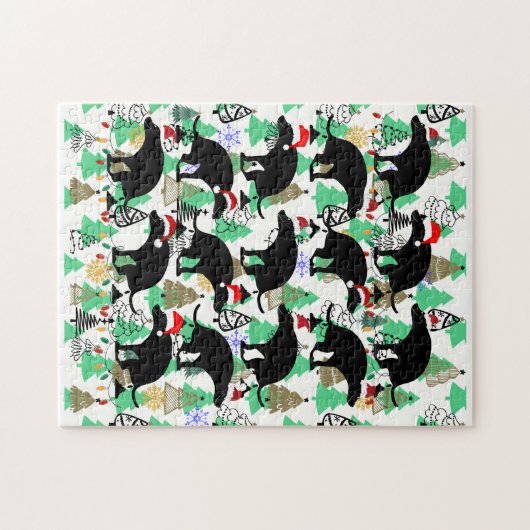 おもしろいの森の中のクリスマスうんち犬 ジグソーパズル (横)