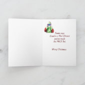 おもしろいの毛のドレッサーのクリスマスはサンタクロースを望みます シーズンカード (内部)