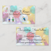 おもしろいの気球の子供の誕生日のパーティーのエンターテイメント 名刺 (正面/裏面)