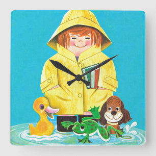 おもしろいの水溜 スクエア壁時計