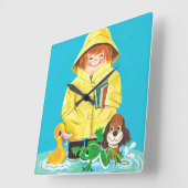 おもしろいの水溜 スクエア壁時計 (傾斜)