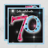 おもしろいの水玉模様の第70誕生日のパーティの招待状 招待状 (正面/裏面)