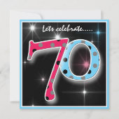 おもしろいの水玉模様の第70誕生日のパーティの招待状 招待状 (正面)