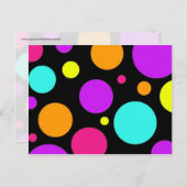 おもしろいの水玉模様の黒のオレンジ紫色のティール（緑がかった色）のピンク ポストカード (正面/裏面)