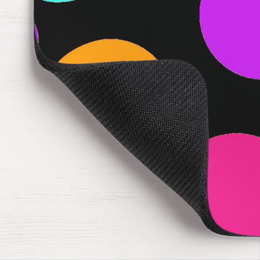 おもしろいの水玉模様の黒のオレンジ紫色のティール（緑がかった色）のピンク マウスパッド (コーナー)