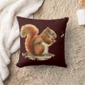 おもしろいの水色の赤いリスのマシュマロのロースト クッション (ブランケット)