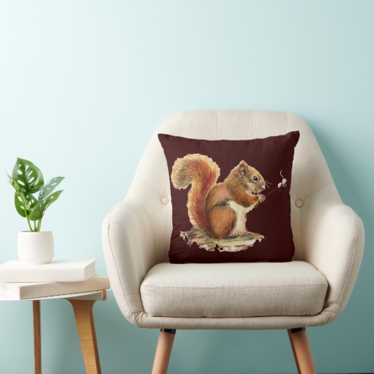 おもしろいの水色の赤いリスのマシュマロのロースト クッション (椅子)