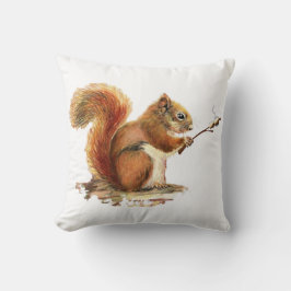 おもしろいの水色の赤いリスのマシュマロのロースト クッション