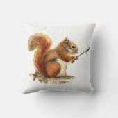 おもしろいの水色の赤いリスのマシュマロのロースト クッション (裏面)