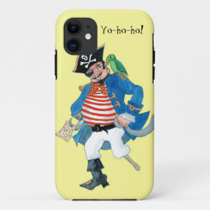 おもしろいの海賊とオウム淡い色のオンレモンイエロー iPhone 11 ケース
