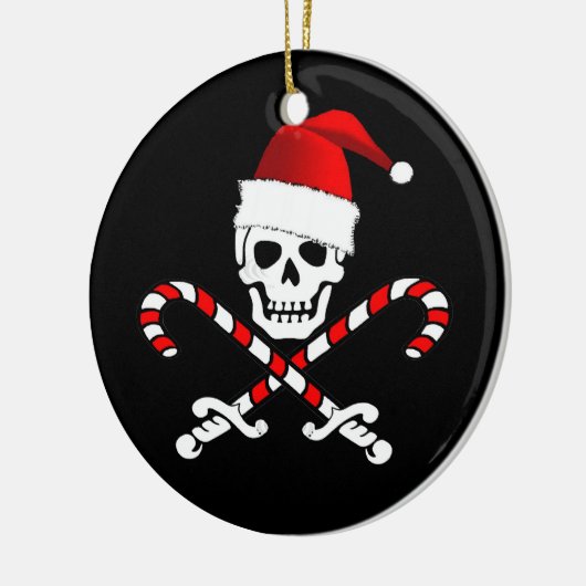 おもしろいの海賊旗のサンタのクリスマスのオーナメント セラミックオーナメント (左)
