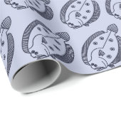 おもしろいの深海の魚がライトパープル ラッピングペーパー (ロールコーナー)