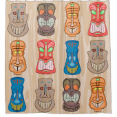 おもしろいの漫画のハワイアンのTikiの頭部 シャワーカーテン (正面)