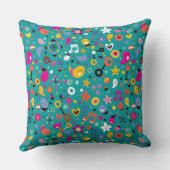 おもしろいの漫画パターンティール（緑がかった色） クッション (裏面)