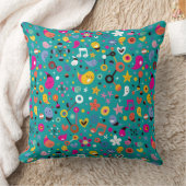 おもしろいの漫画パターンティール（緑がかった色） クッション (ブランケット)