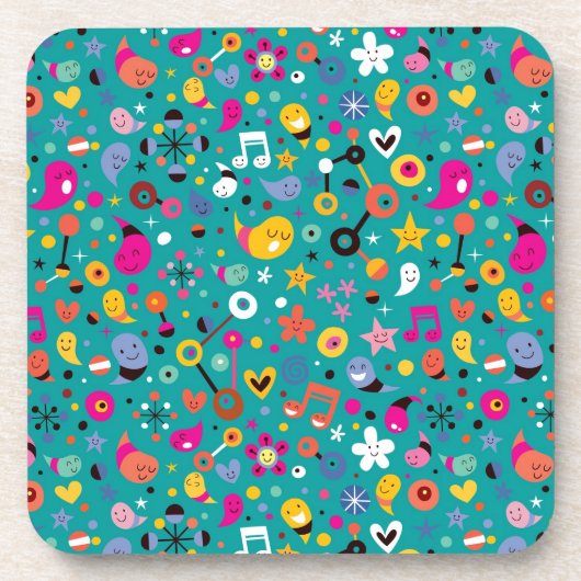 おもしろいの漫画パターンティール（緑がかった色） コースター (正面)