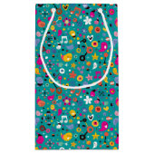 おもしろいの漫画パターンティール（緑がかった色） スモールペーパーバッグ (裏面)