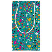 おもしろいの漫画パターンティール（緑がかった色） スモールペーパーバッグ (正面)