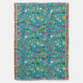 おもしろいの漫画パターンティール(緑がかった色) スローブランケット (正面縦)