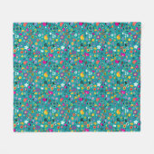 おもしろいの漫画パターンティール(緑がかった色) フリースブランケット (正面(横))