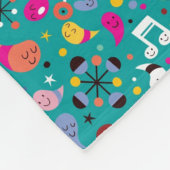 おもしろいの漫画パターンティール(緑がかった色) フリースブランケット (角)