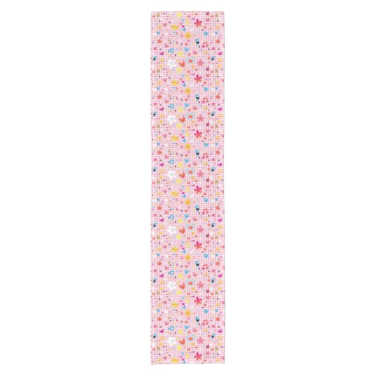 おもしろいの漫画パターンピンク ショートテーブルランナー (正面)