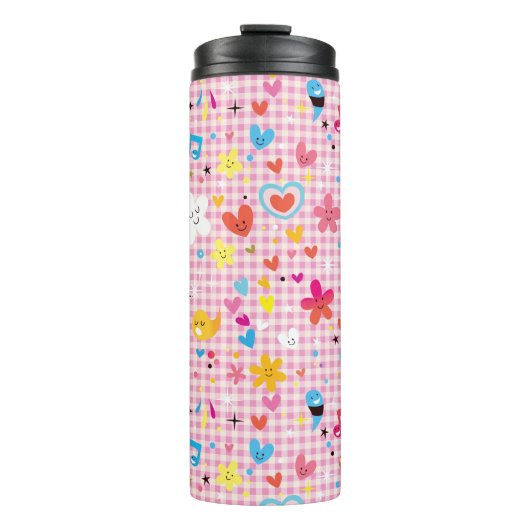 おもしろいの漫画パターンピンク タンブラー (正面)