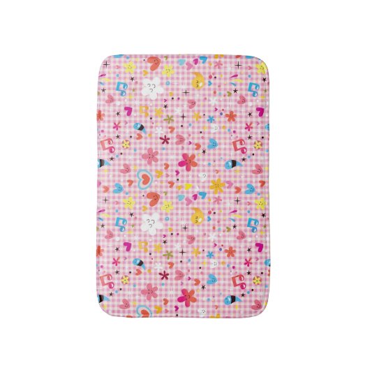 おもしろいの漫画パターンピンク バスマット (正面縦)