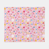 おもしろいの漫画パターンピンク フリースブランケット (正面(横))