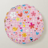 おもしろいの漫画パターンピンク ラウンドクッション (裏面)