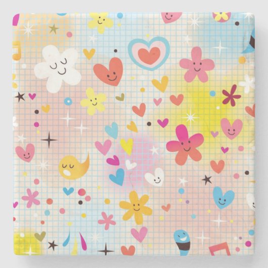 おもしろいの漫画パターン ストーンコースター (正面)