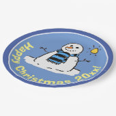 おもしろいの漫画雪だるまのクリスマスデザイン。 ペーパープレート (アングル)