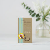 おもしろいの熱帯ヤシの木の日没のブラウンのビーチの休日 名刺 (スタンド正面)